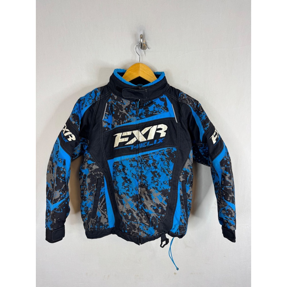 FXR Youth Helix Jacket Blue Black Splatter F.A.S.T. Insulated Snowmobile Coat 10